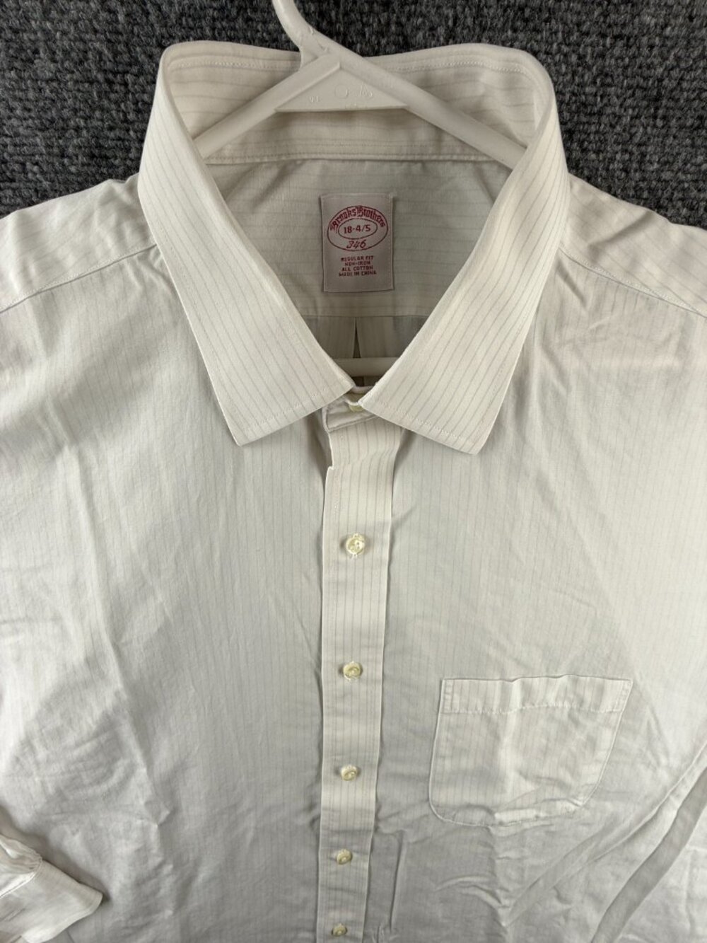 Brooks Brothers Cotton Non-Iron Gray 18 4/5 Striped Pocket Shirt Business ****